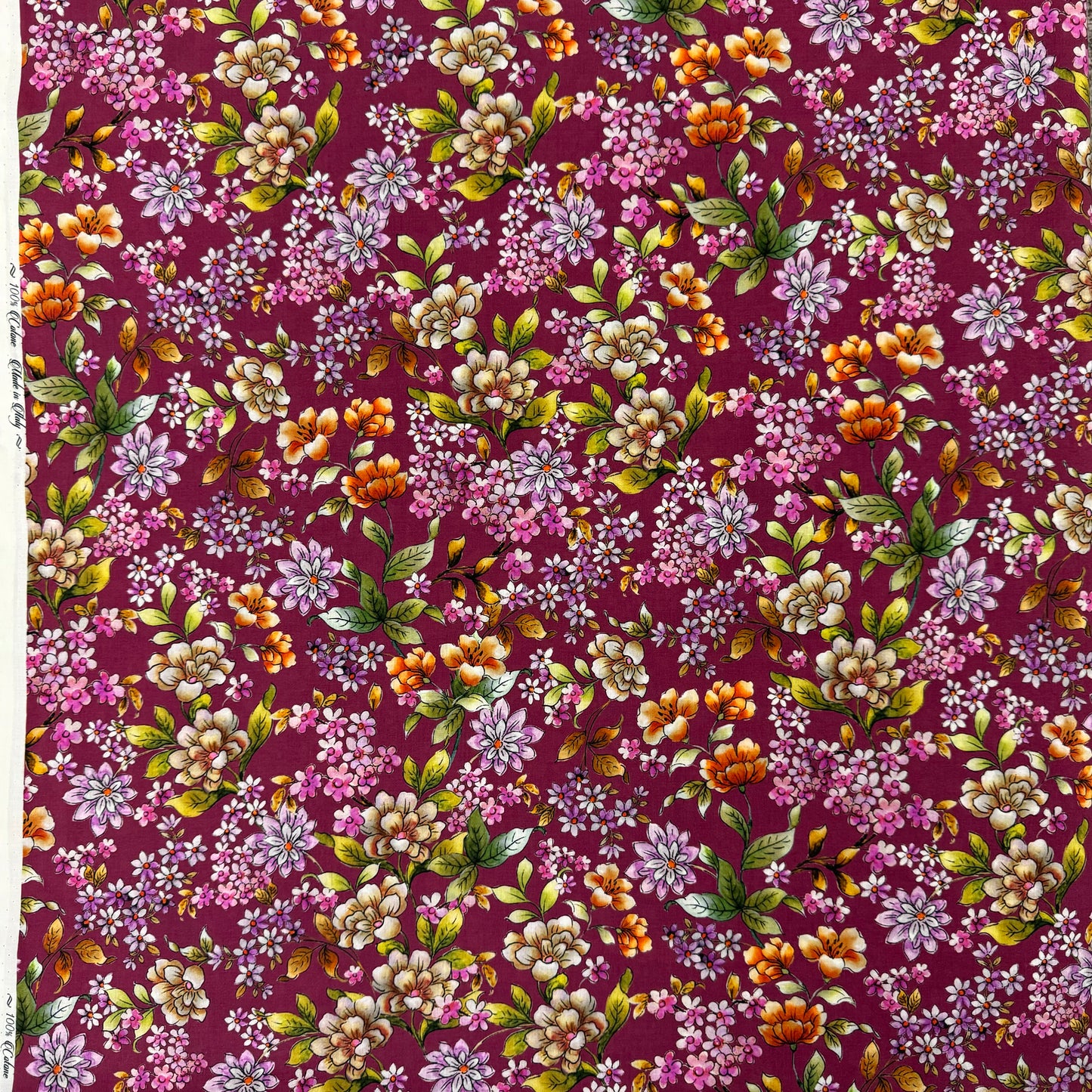 maroon Floral(Italian cotton Tana Lawn) 3m