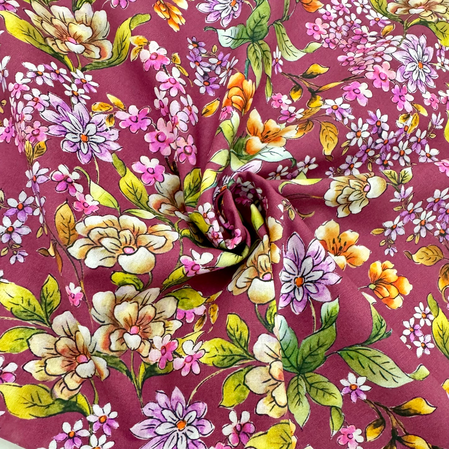 maroon Floral(Italian cotton Tana Lawn) 3m