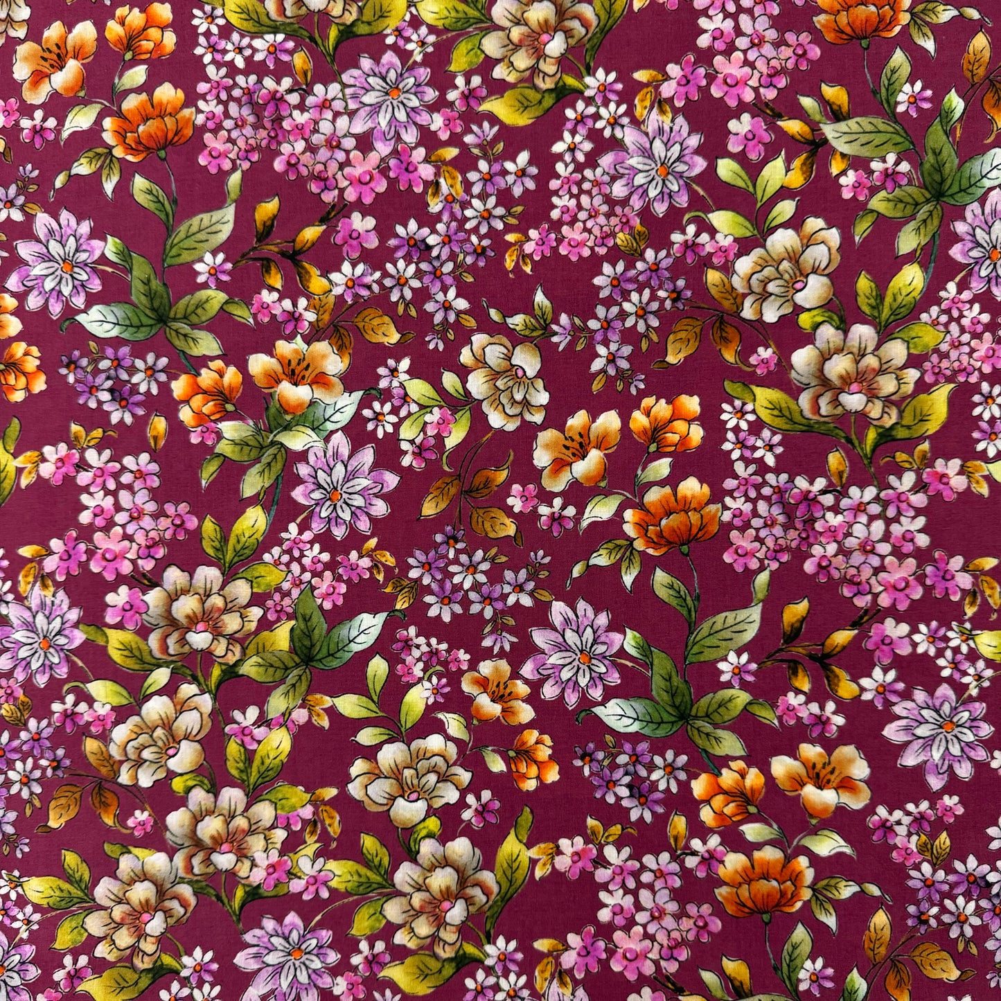 maroon Floral(Italian cotton Tana Lawn) 3m