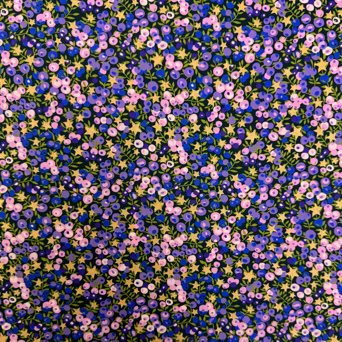 Liberty Fabrics Wiltshire star purple Tana Lawn Cotton (Metallic) 3m