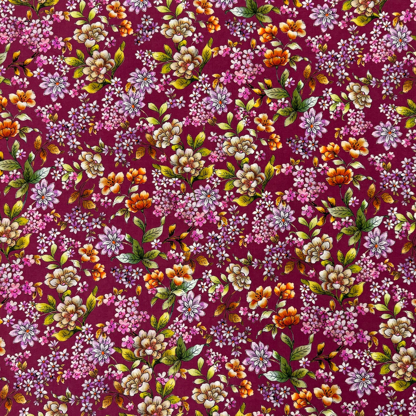 maroon Floral(Italian cotton Tana Lawn) 3m