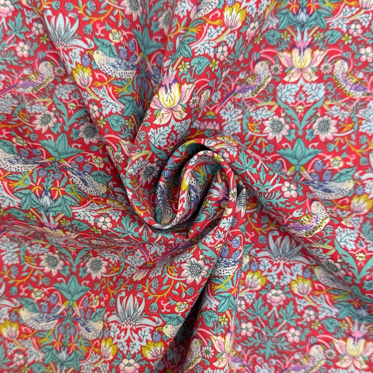 Liberty Strawberry Thief Red Cotton Tana Lawn 3m