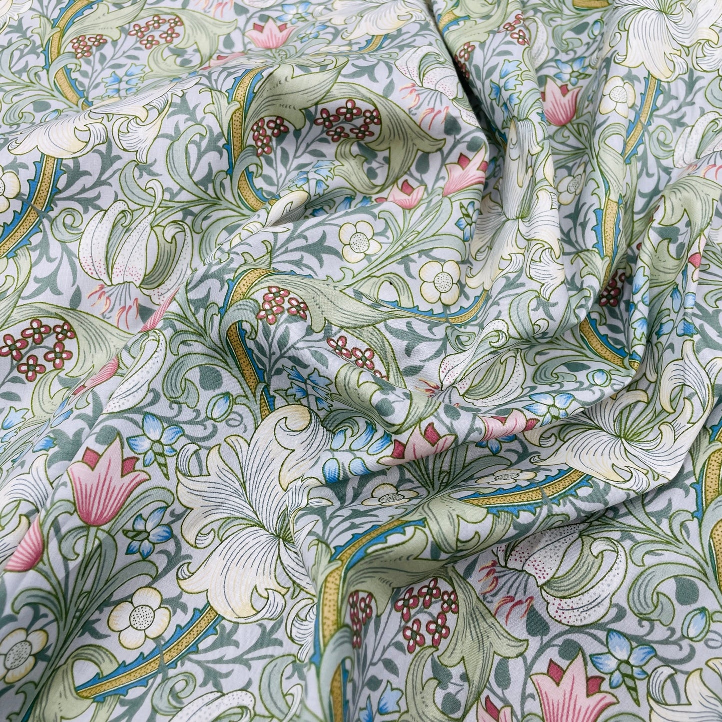 English Cotton Lawn Fabric - Golden Lily B - John Henry Dearle