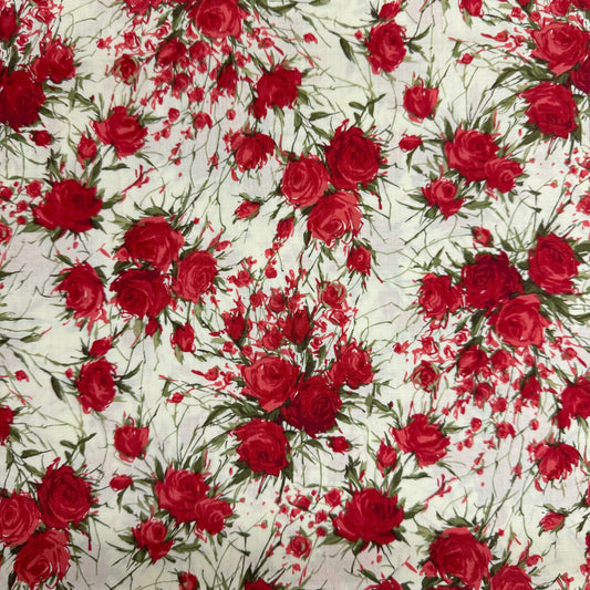 Red Roses(English cotton Tana Lawn) 3m