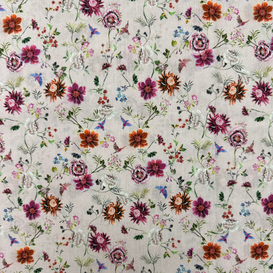 Pink flowers (Italian cotton Tana Lawn) 3m