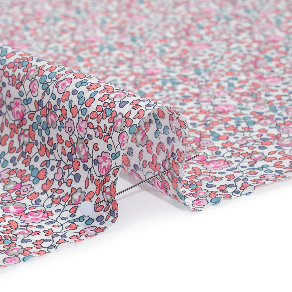 Liberty Fabrics Tana Lawn® - Michelle Eloise Bright Pink - Pink, Coral and Turquoise Little Floral Vines 3m