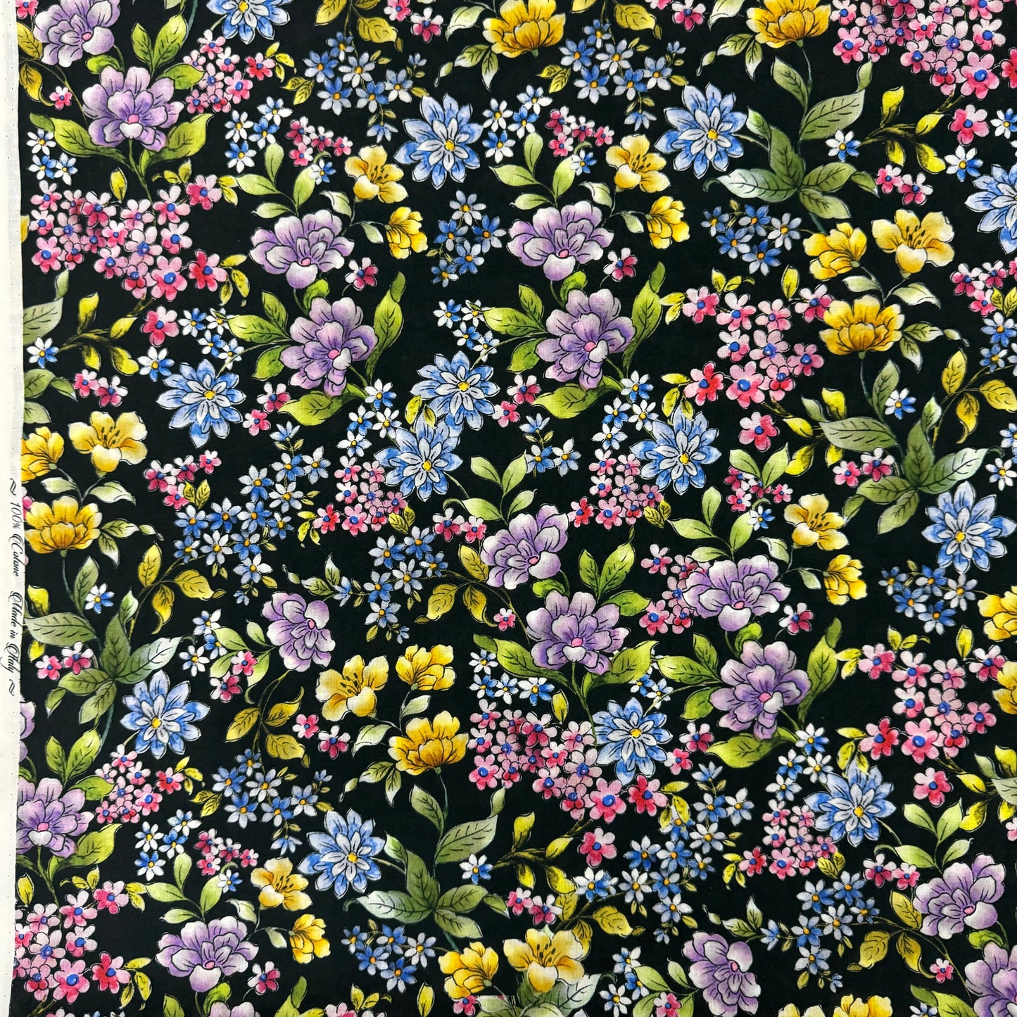 Black Floral(Italian cotton Tana Lawn) 3m