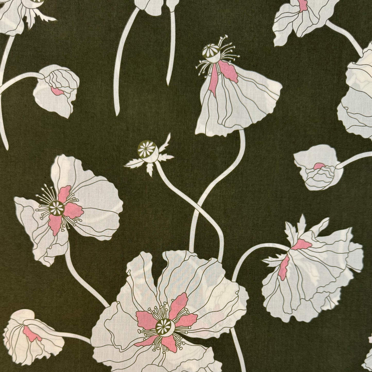 Liberty Fragile Blooms Espresso Green Cotton Tana Lawn 3m