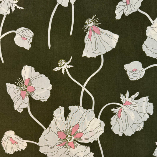 Liberty Fragile Blooms Espresso Green Cotton Tana Lawn 3m