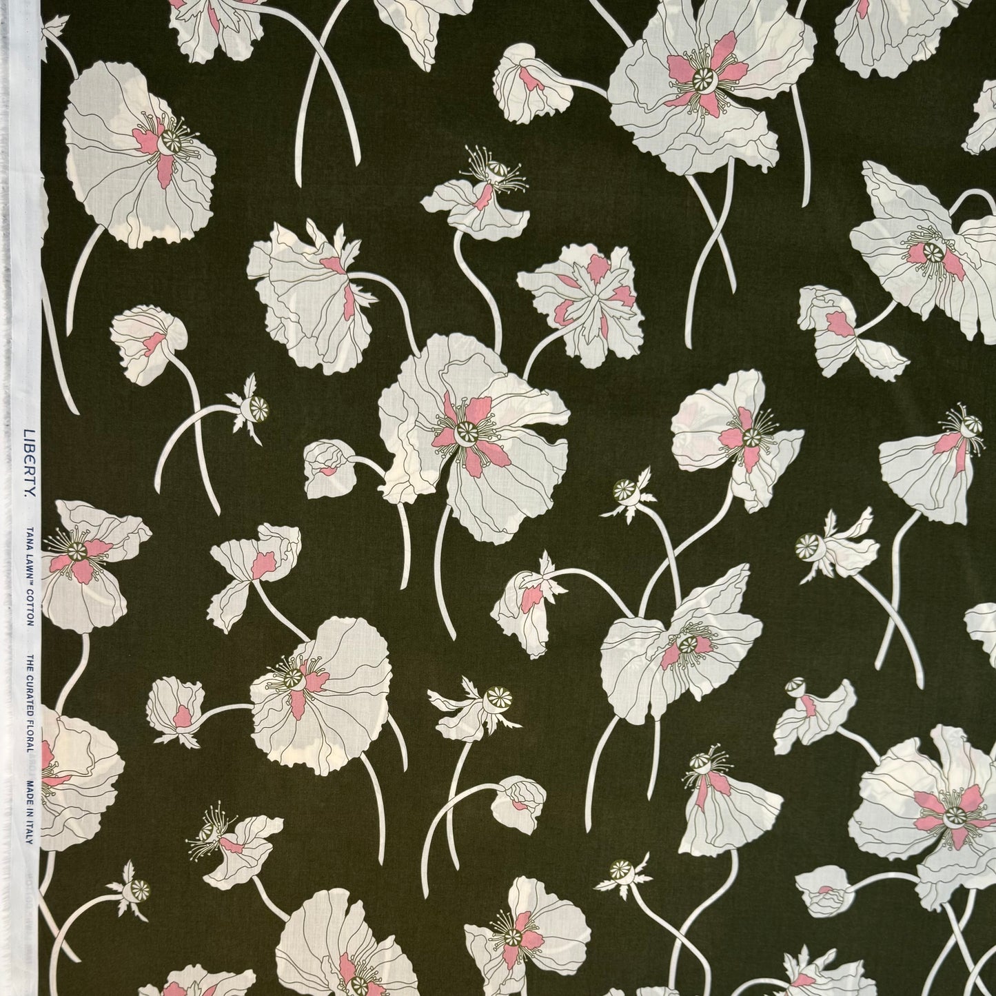 Liberty Fragile Blooms Espresso Green Cotton Tana Lawn 3m