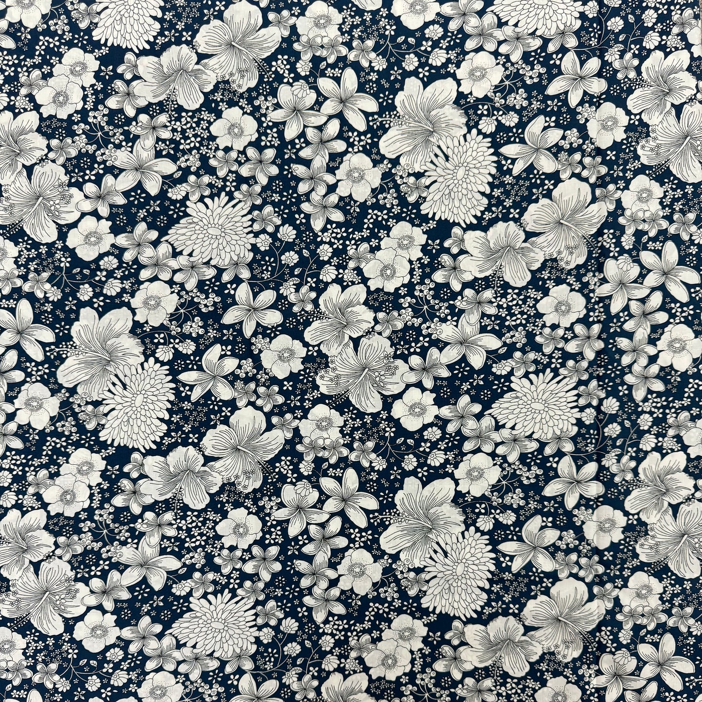 Navy Flowers (English cotton Tana Lawn) 3m