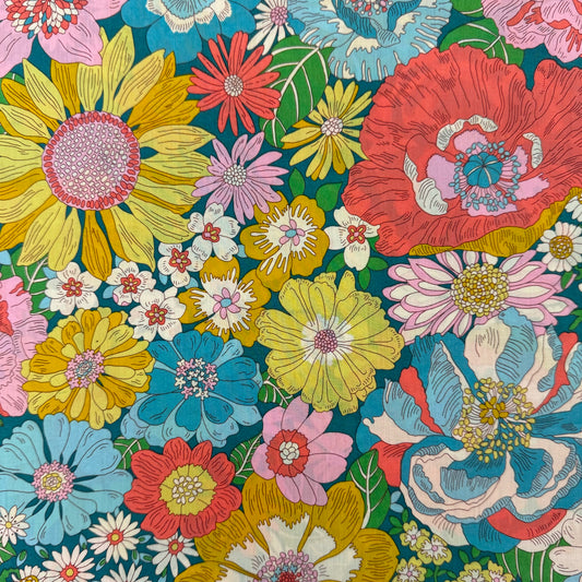 Liberty Fabric Floral Reb colors Tana Lawn™ Cotton 3m