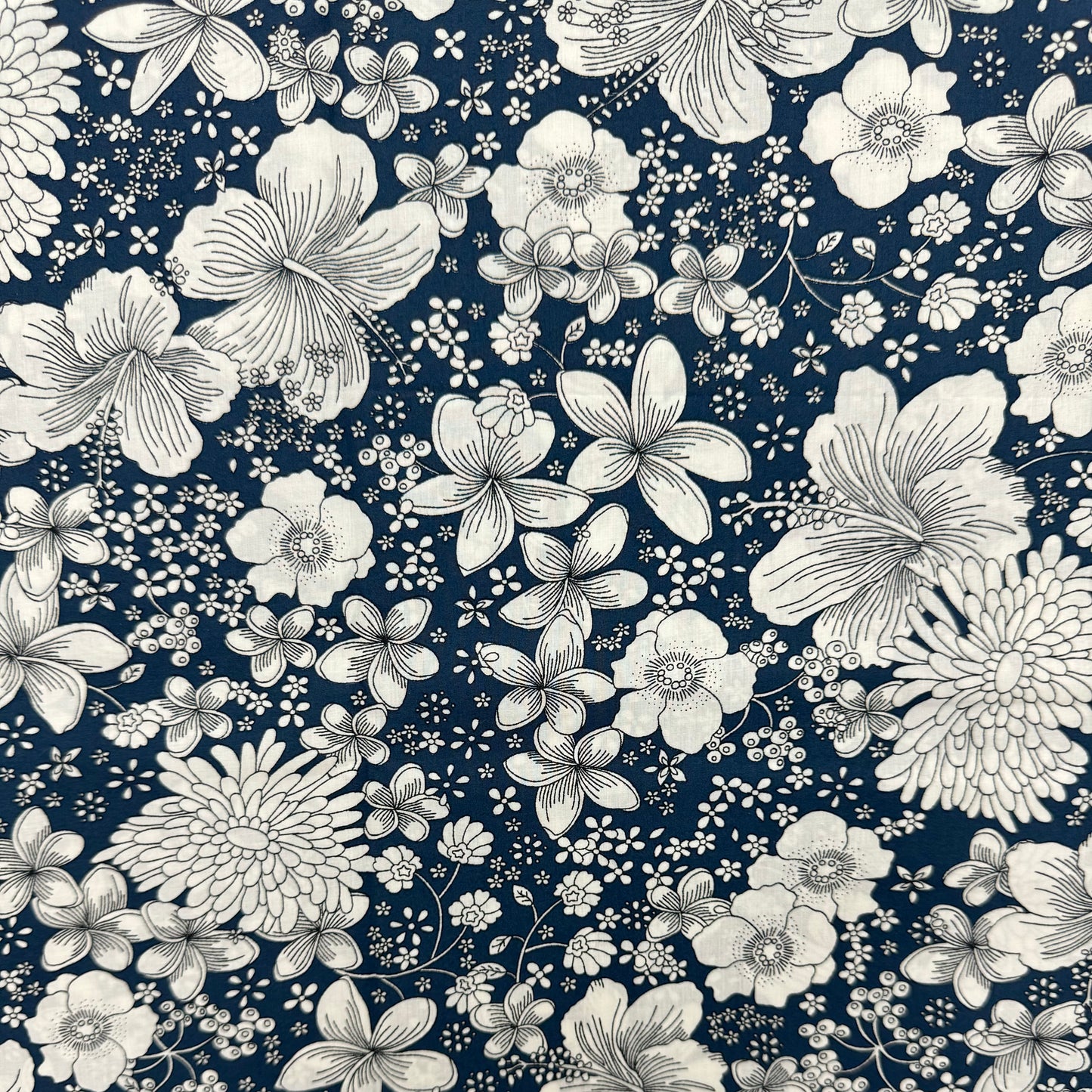 Navy Flowers (English cotton Tana Lawn) 3m