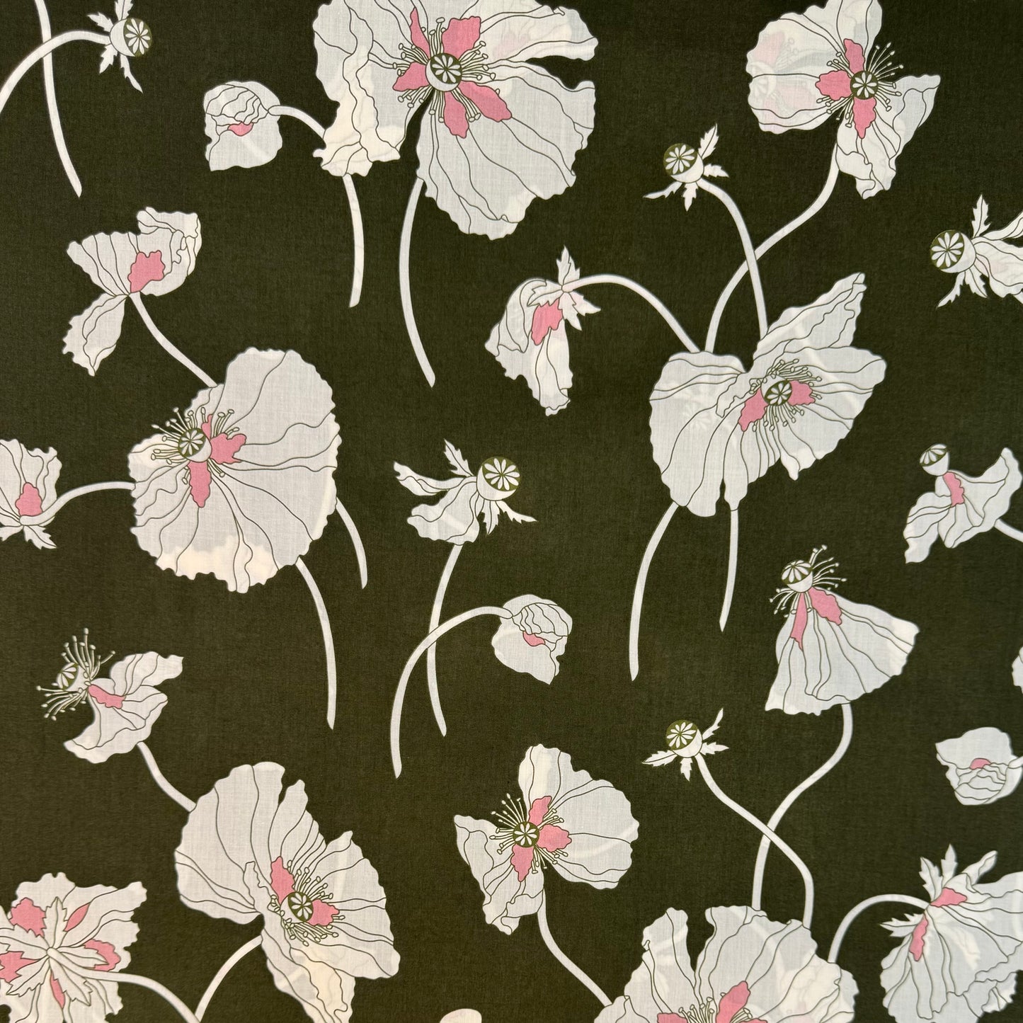 Liberty Fragile Blooms Espresso Green Cotton Tana Lawn 3m