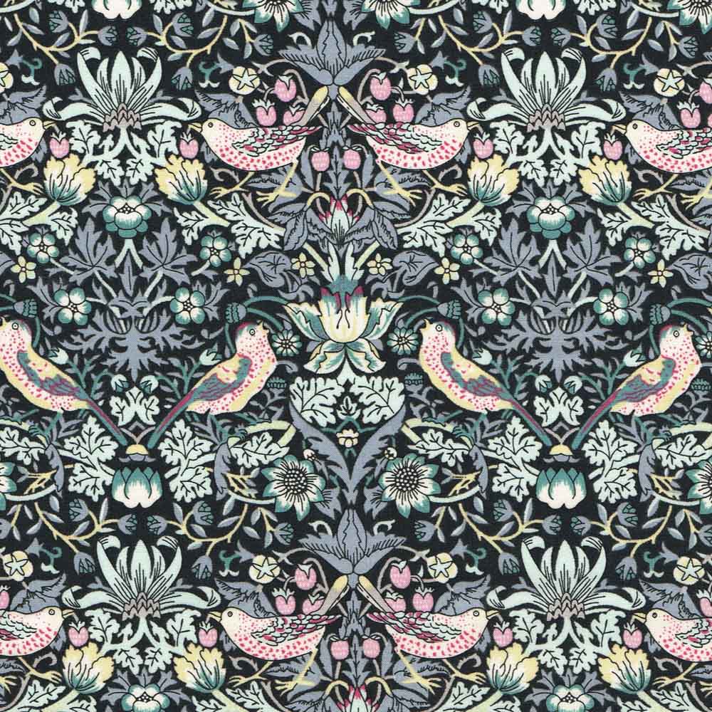 Liberty Cotton Tana Lawn Strawberry Thief Grey 3m