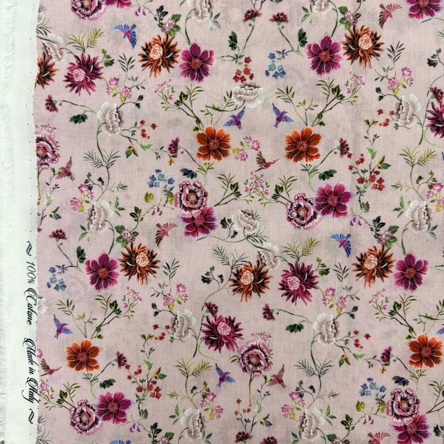 Pink flowers (Italian cotton Tana Lawn) 3m