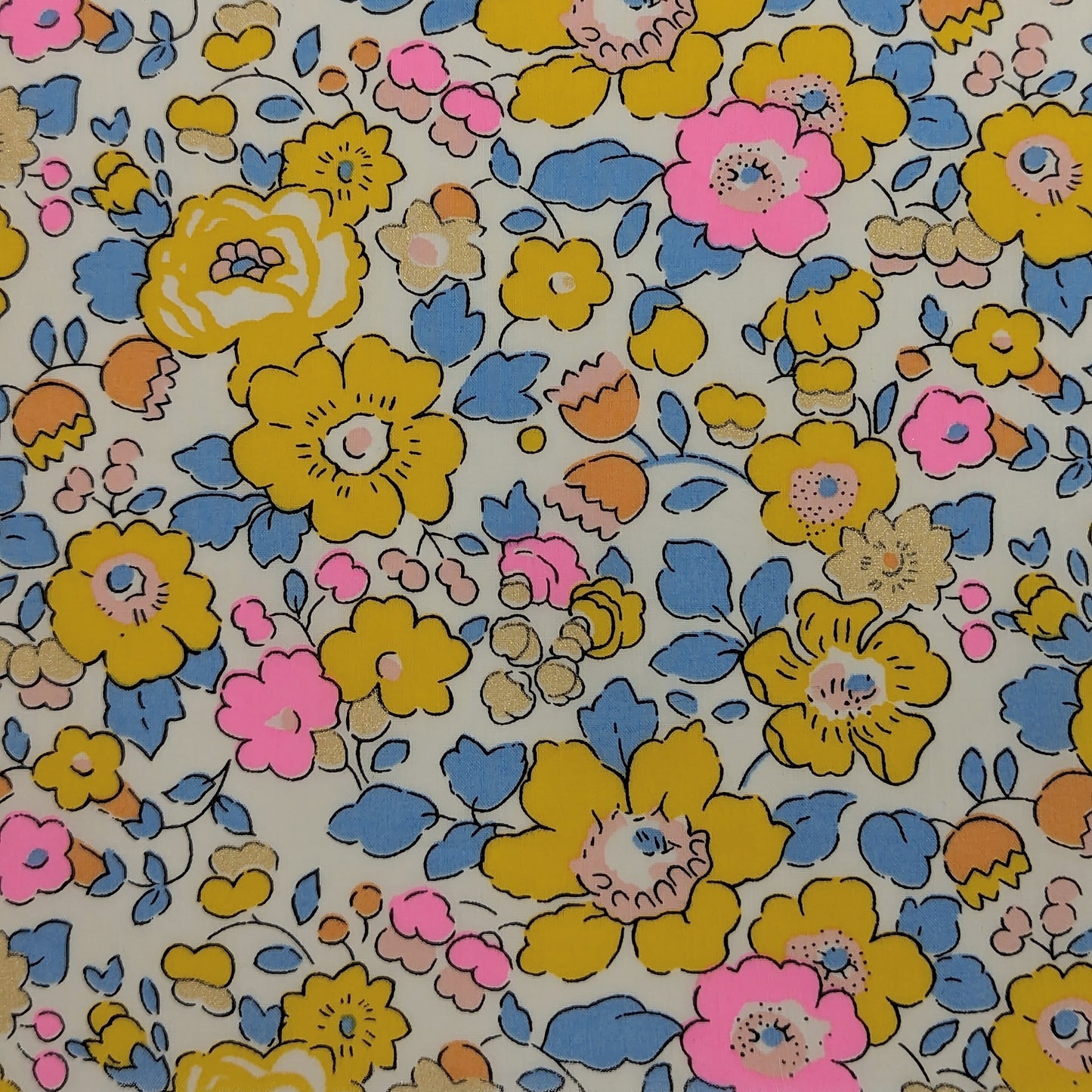 Liberty Fabric Betsy Yellow&Neon Pink w/glitter