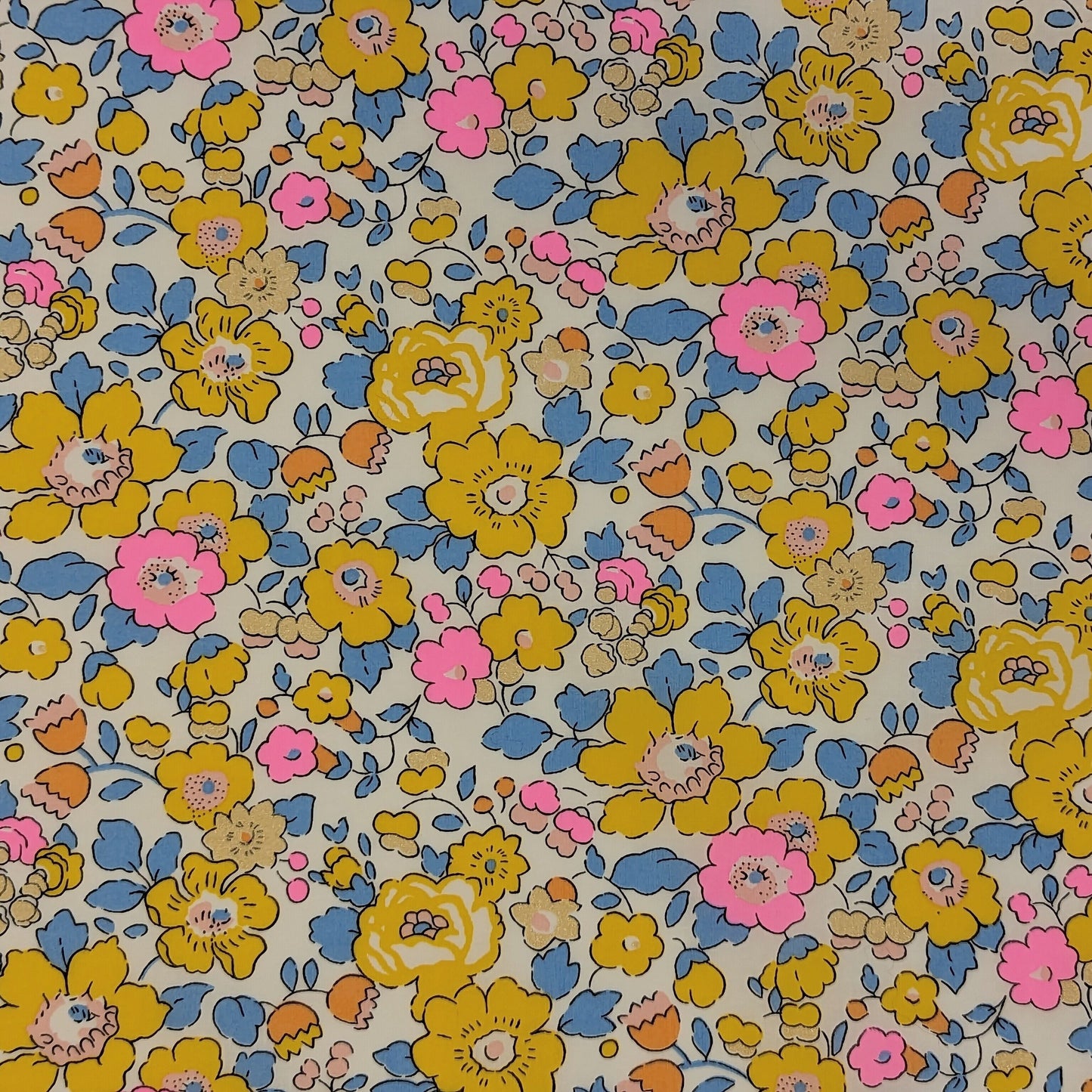 Liberty Fabric Betsy Yellow&Neon Pink w/glitter