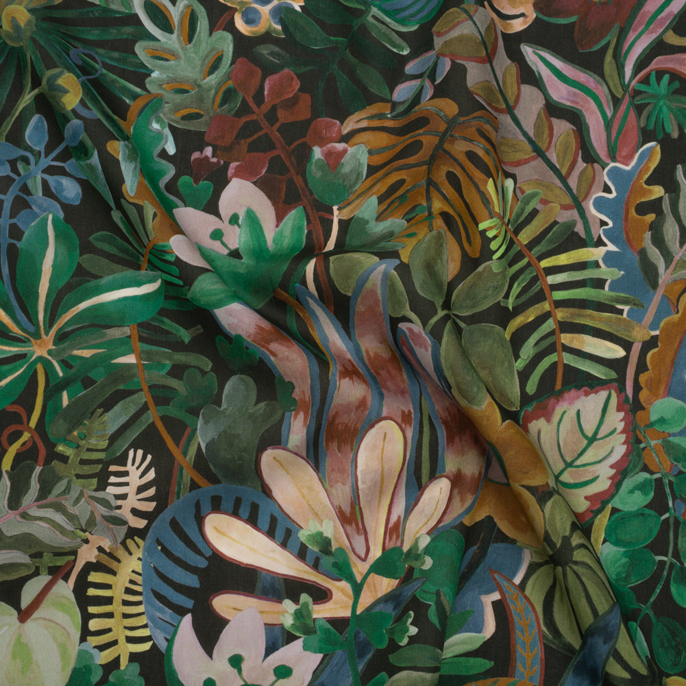 Liberty Fabrics Tana Lawn® - Jungle Trip Green - Dark Green, Teal and Blue Tropical Plants