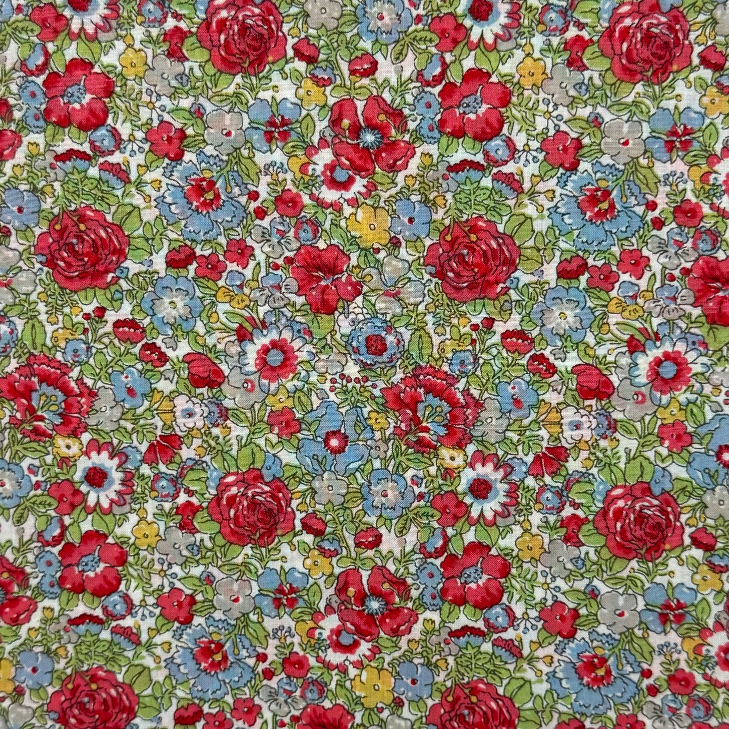 Liberty Fabric Amelie Green/Red