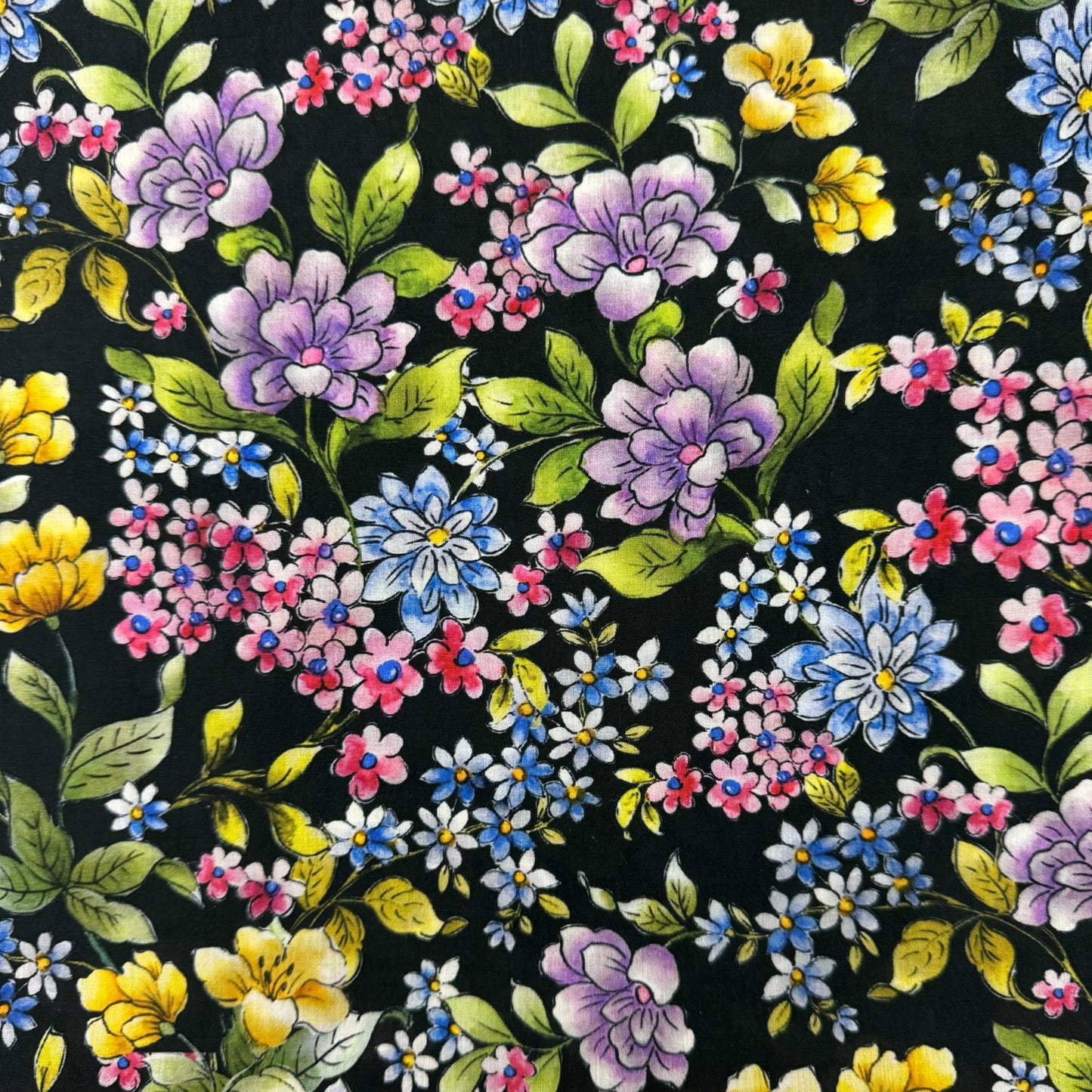 Black Floral(Italian cotton Tana Lawn) 3m