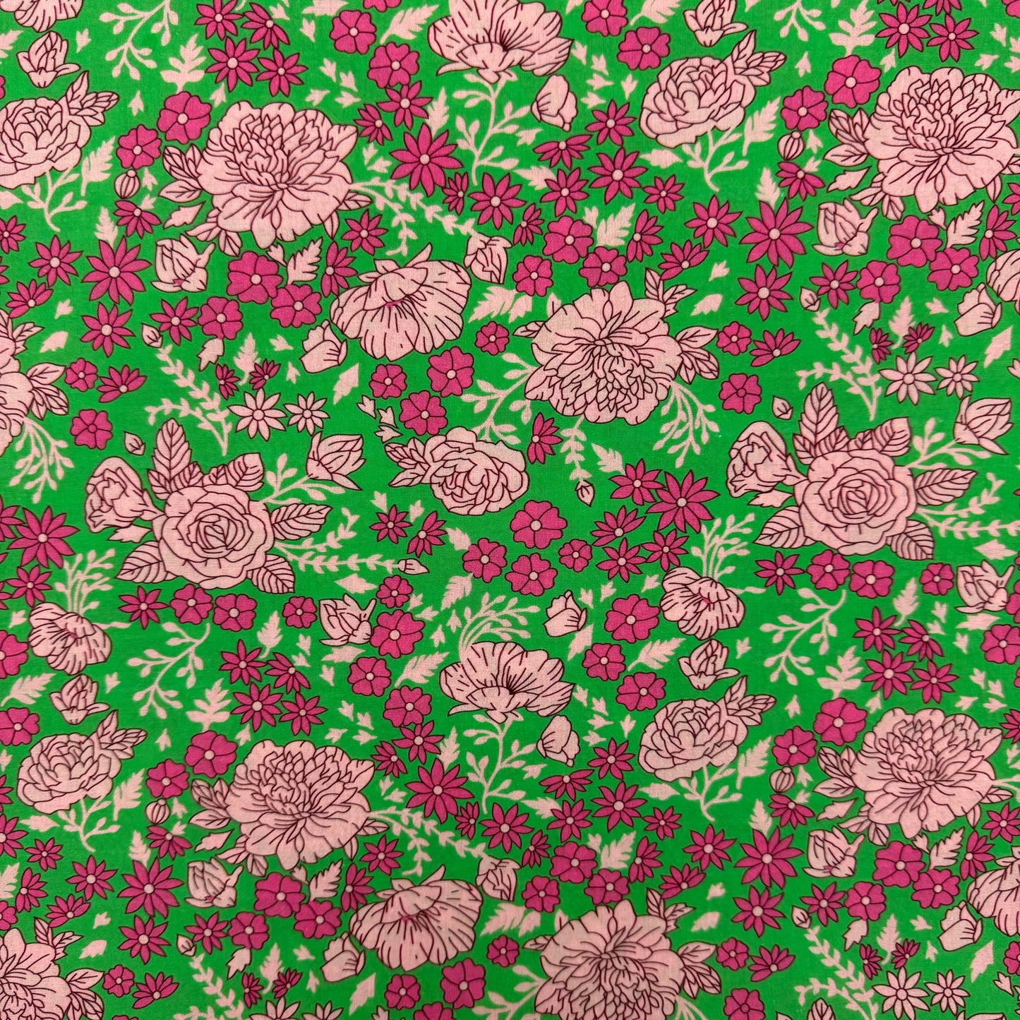 Green Pink Flowers(Classico Arancia cotton) 3m