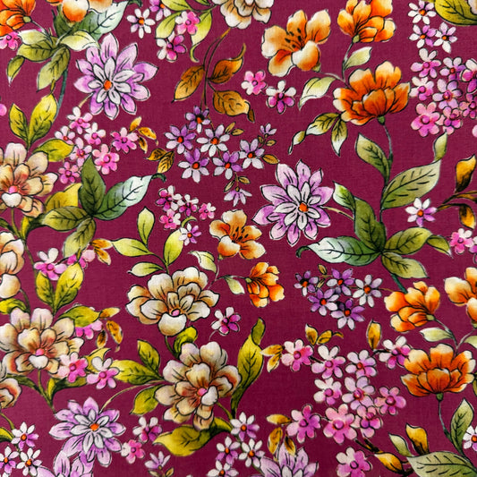 maroon Floral(Italian cotton Tana Lawn) 3m