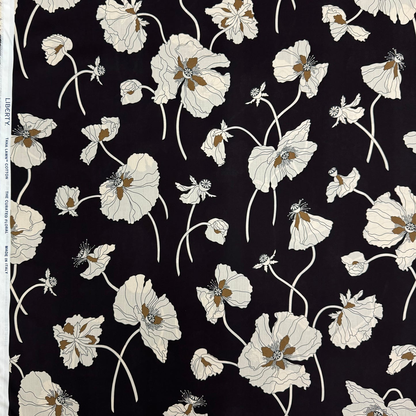 Liberty Fragile Blooms - Espresso Cotton Tana Lawn 3m