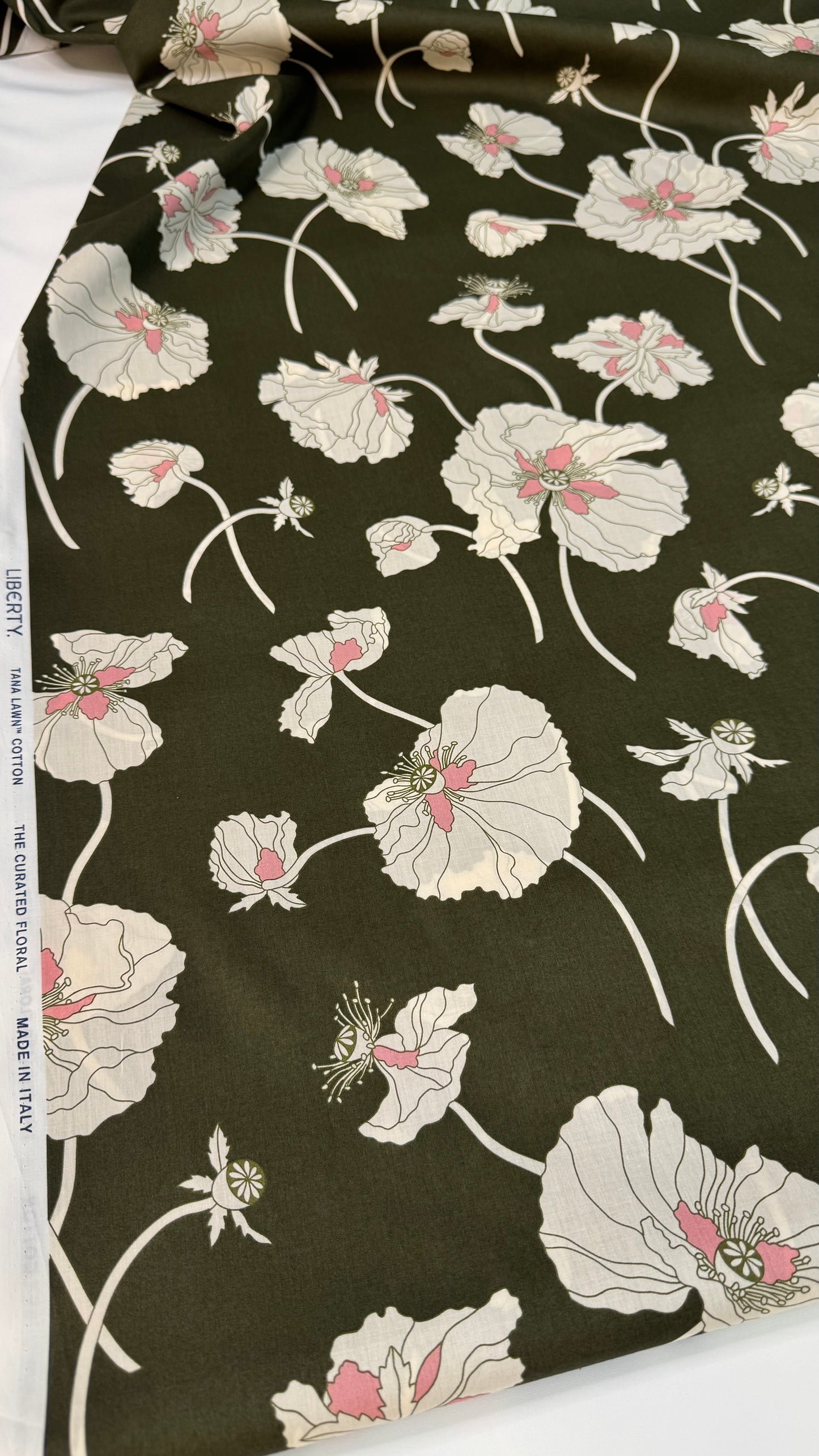 Liberty Fragile Blooms Espresso Green Cotton Tana Lawn 3m