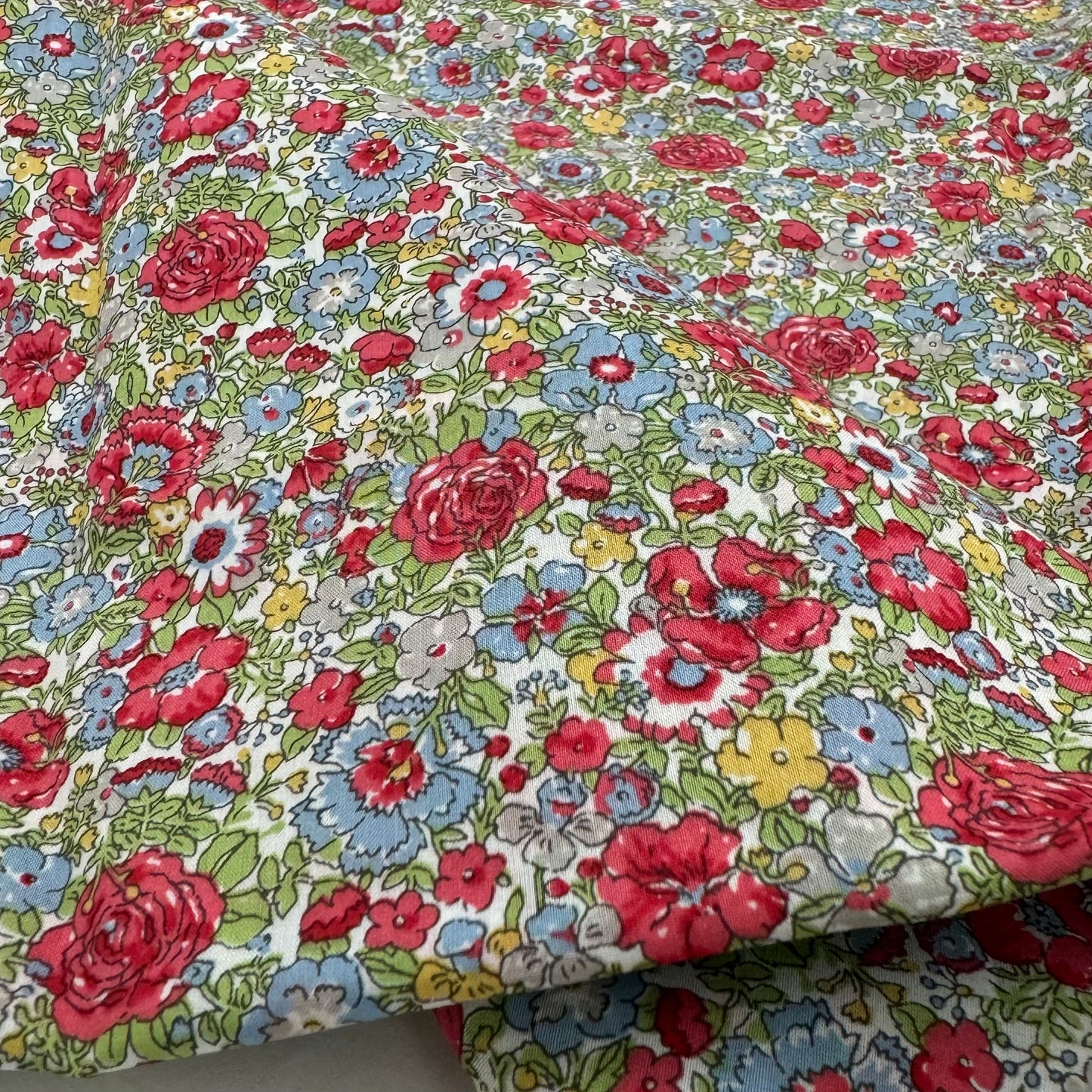 Liberty Fabric Amelie Green/Red