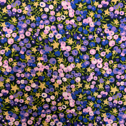 Liberty Fabrics Wiltshire star purple Tana Lawn Cotton (Metallic) 3m