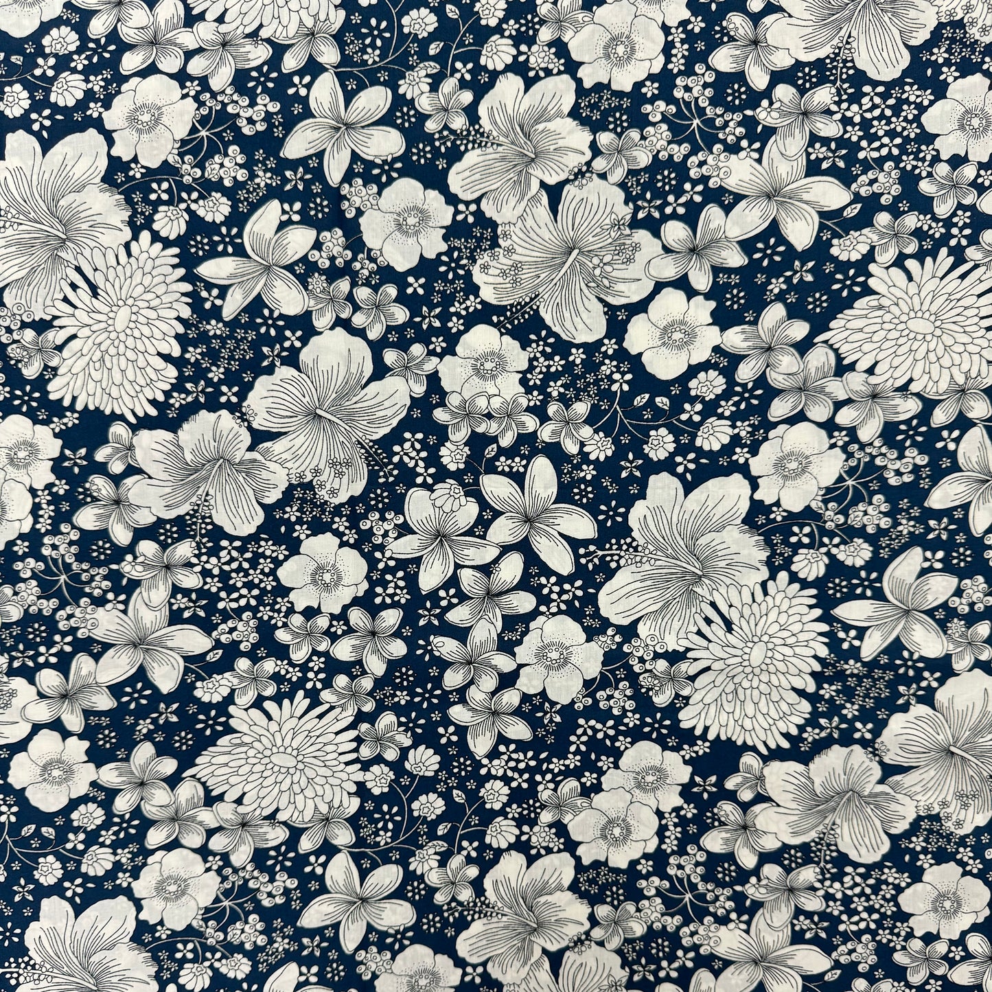 Navy Flowers (English cotton Tana Lawn) 3m