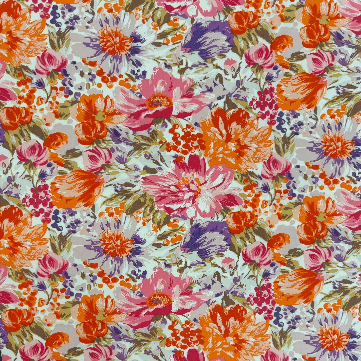 Pink And Orange Floral (English Cotton Tana Lawn) 3m