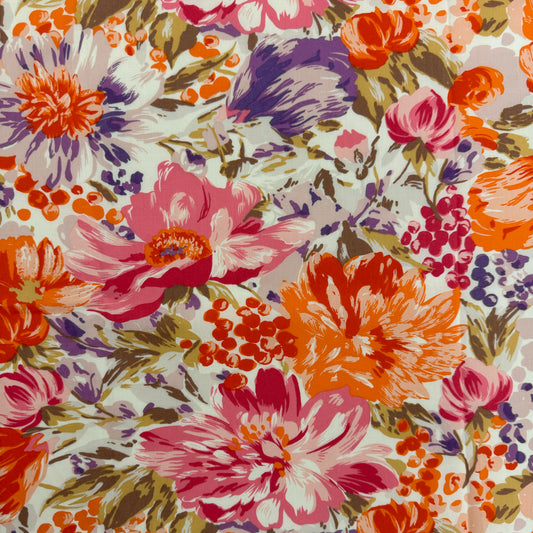 Pink And Orange Floral (English Cotton Tana Lawn) 3m