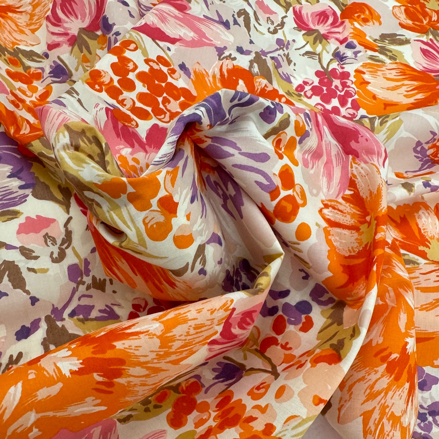 Pink And Orange Floral (English Cotton Tana Lawn) 3m