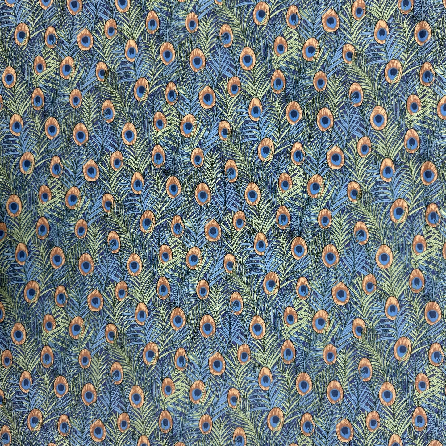 Peacock in Blue and Peach (English Cotton Lawn Fabric) 3m