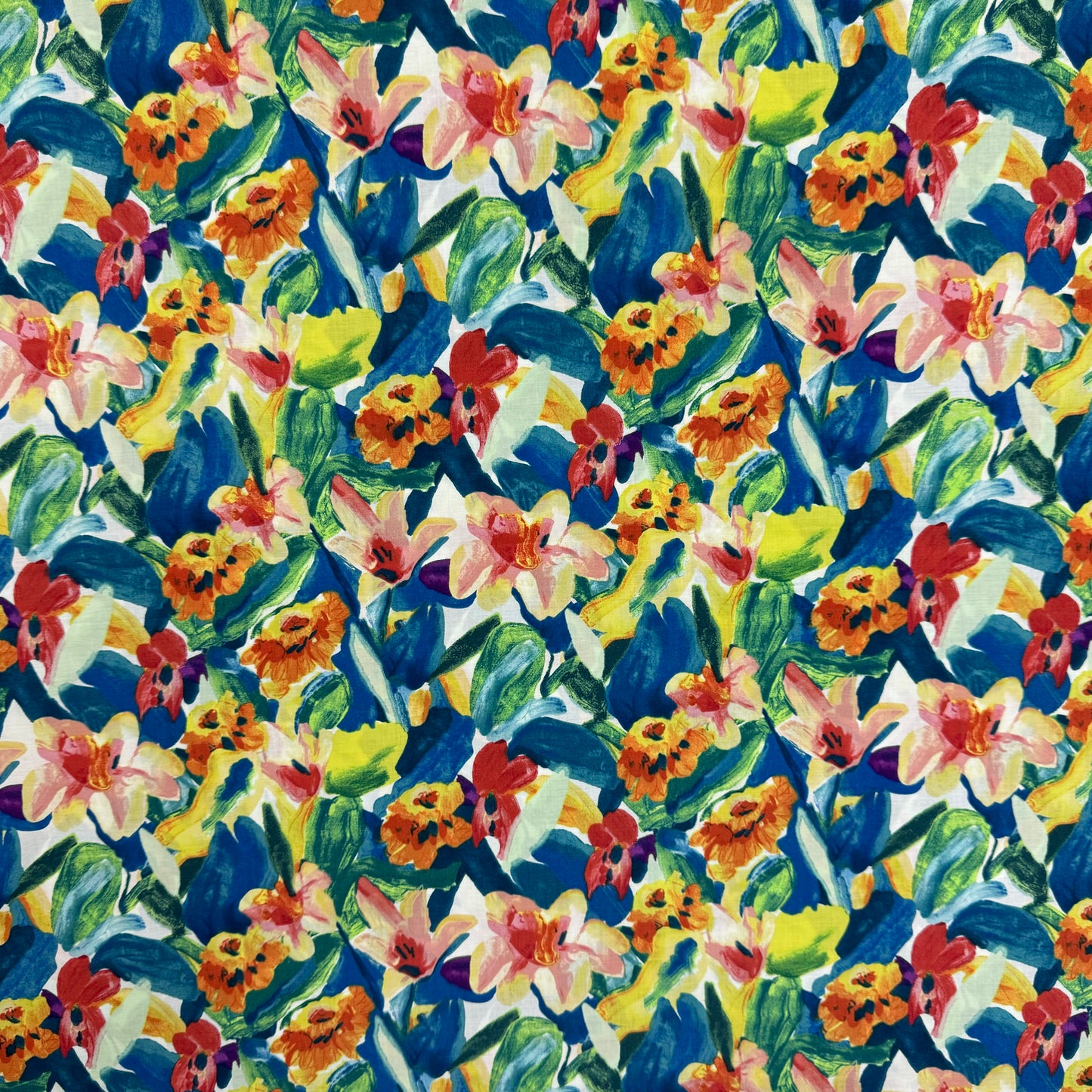 Tropical flowers Green (English cotton Tana Lawn) 3m