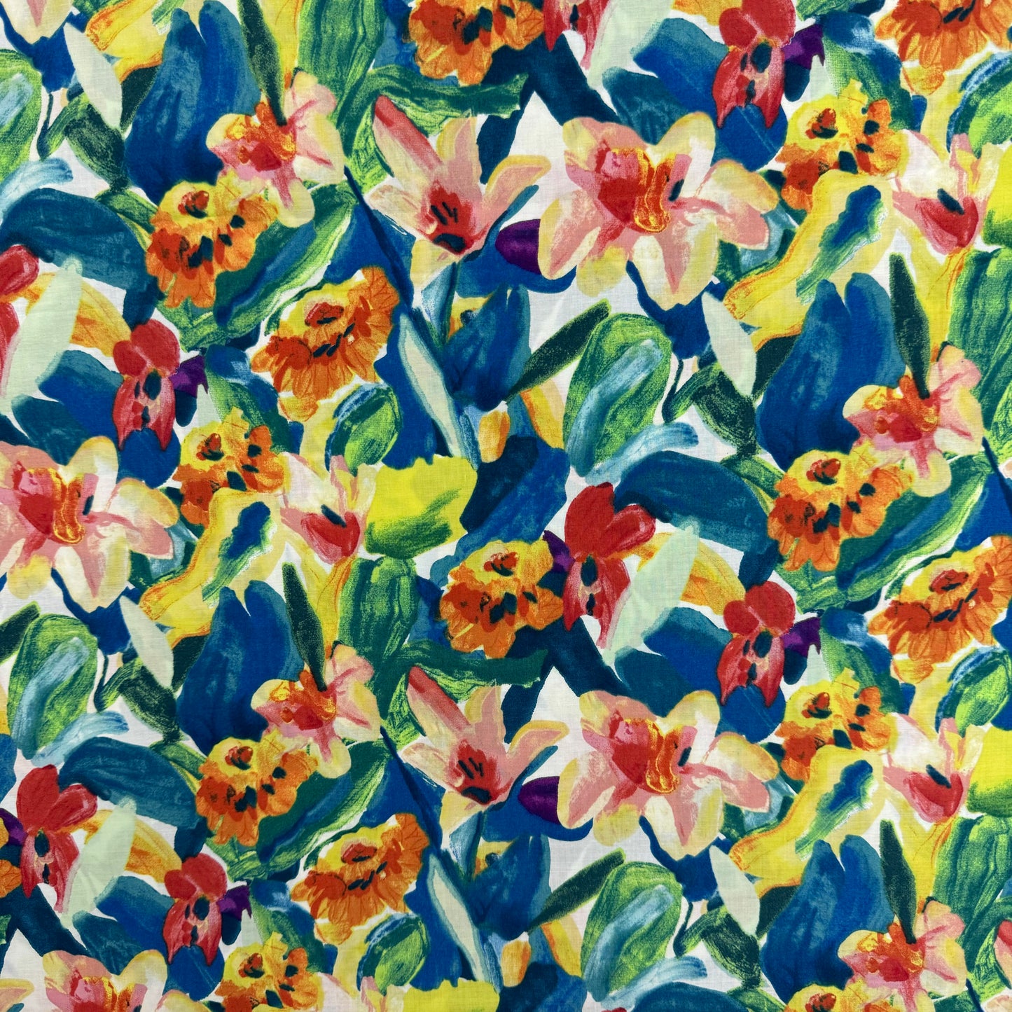 Tropical flowers Green (English cotton Tana Lawn) 3m